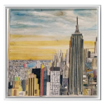 New york Técnica: Madera de re-uso adherida, pintura acrílica. Dimensiones: 40.5cms x 40.5cms x 3cms de alto. Certificada: Si. Estado: Perfecto.