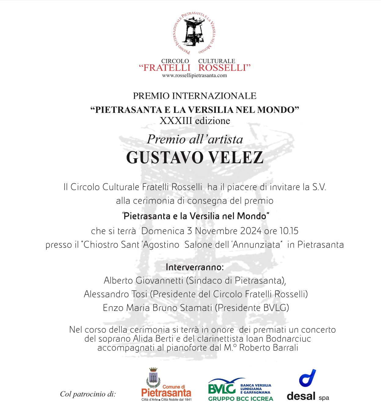 El Premio Internazionale Pietrasanta e la Versilia nel Mondo en su edición XXXIII