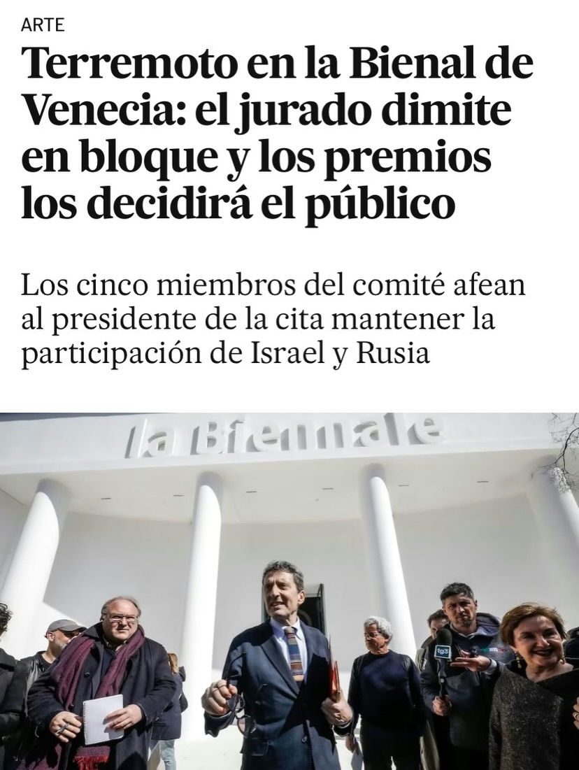 Sobre la decisión de no legitimar ⚡️🫨A días de la apertura de la @labiennale de Venecia (9 de m