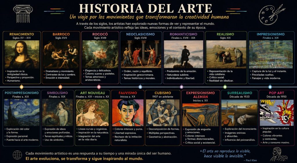 15 movimientos artísticos explicados a través de una sola imagen.