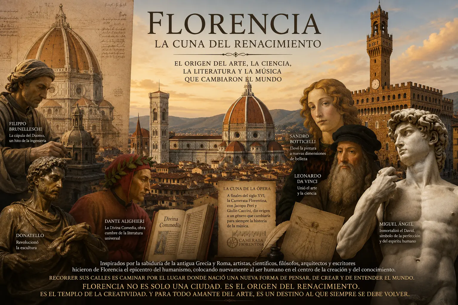 Florencia no es solo una ciudad. Es el origen del Renacimiento. Es el templo de la creatividad. Y para todo amante del arte, es un destino al que siempre se debe volver. John Gómez