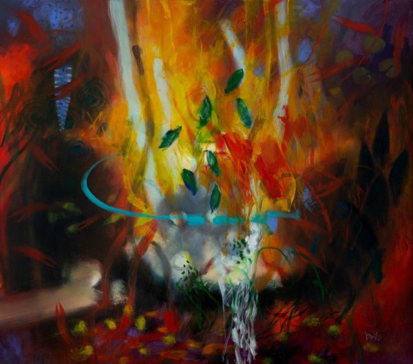 Artista: Carlos Jacanamijoy Título: La luz con las flores Técnica: Óleo sobre tela Medidas: 150 x 170 cm Año: 2005Precio: $ 50.000 usd